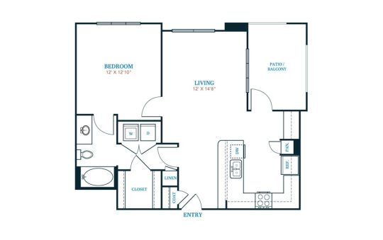 a floor plan of a two bedroom apartment at The Twin Creeks Crossing